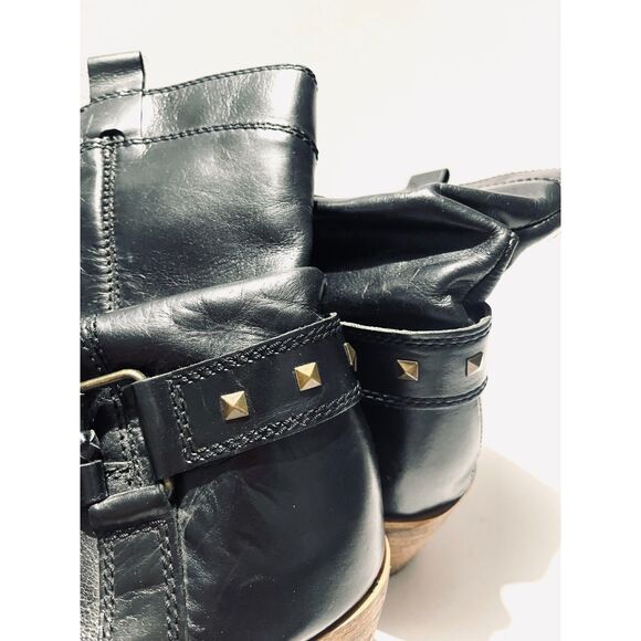 Steve Madden leather boots western rodeo country black strapped embelish women 9 - Picture 8 of 9